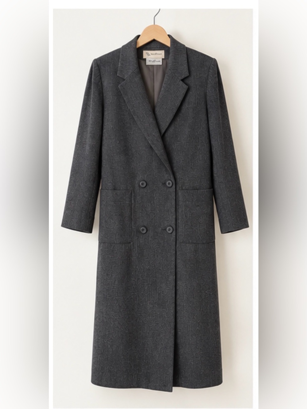 Vintage Saks Fifth Avenue/Evan Picone Long Trench Coat - Charcoal Gray